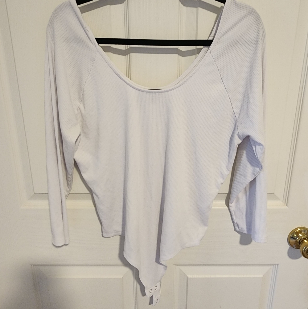 🍁2 for $15🍁White Long-sleeved Ribbed Bodysuit Banana Republic Sz XL